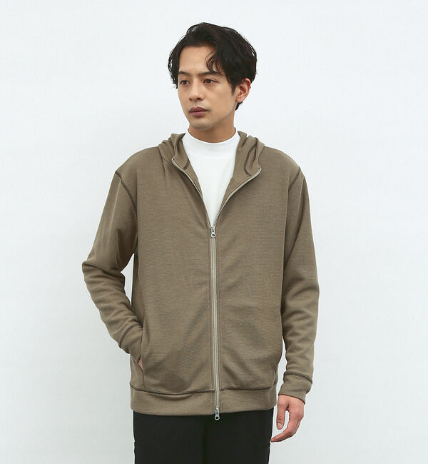 ABAHOUSE「【袖配色ステッチ】ジップアップ パーカー」|パーカー|