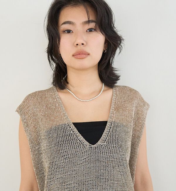 Rouge vif「麻混ペーパーメッシュニットノースリーブプルオーバー/ベスト」|ニット・セーター|
