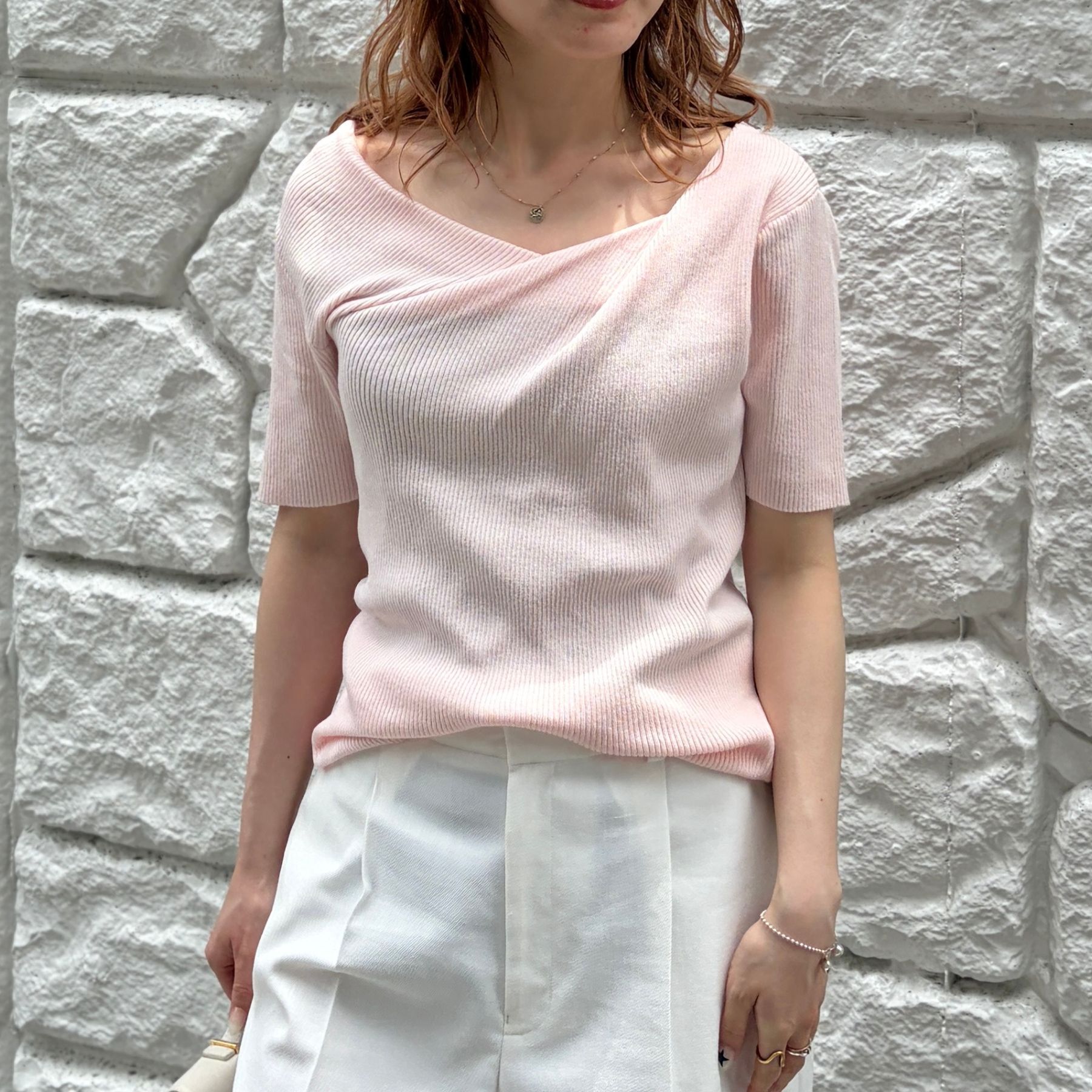 Rouge vif「【一部店舗 / WEB限定】ハーフスリーブドレープリブニット【予約】」|ニット・セーター|