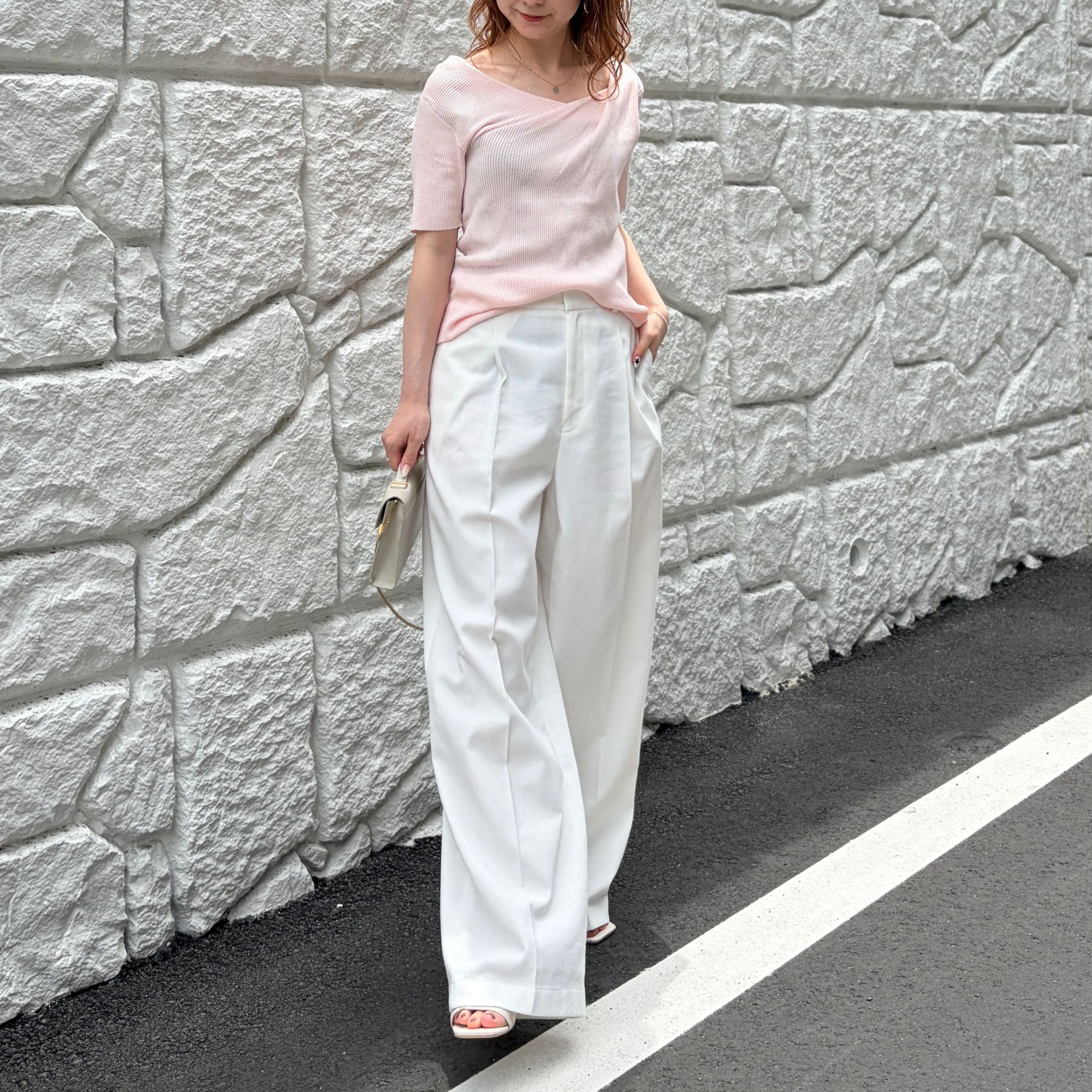 Rouge vif「【一部店舗 / WEB限定】ハーフスリーブドレープリブニット【予約】」|ニット・セーター|