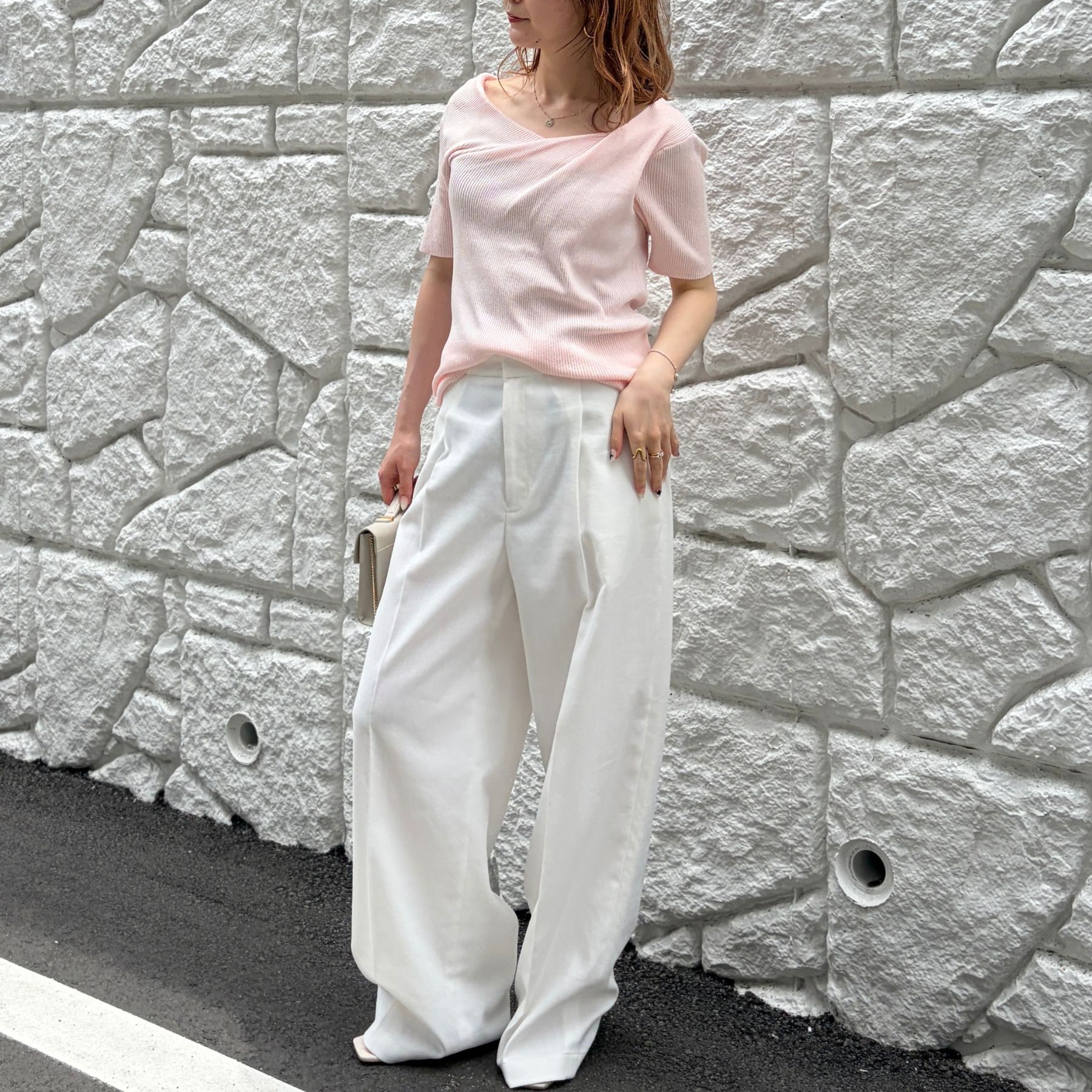 Rouge vif「【一部店舗 / WEB限定】ハーフスリーブドレープリブニット【予約】」|ニット・セーター|