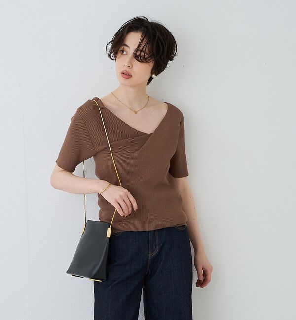 Rouge vif「【一部店舗 / WEB限定】ハーフスリーブドレープリブニット【予約】」|ニット・セーター|