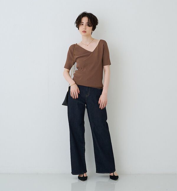 Rouge vif「【一部店舗 / WEB限定】ハーフスリーブドレープリブニット【予約】」|ニット・セーター|