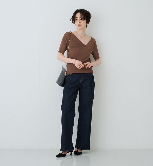 Rouge vif「【一部店舗 / WEB限定】ハーフスリーブドレープリブニット【予約】」|ニット・セーター|