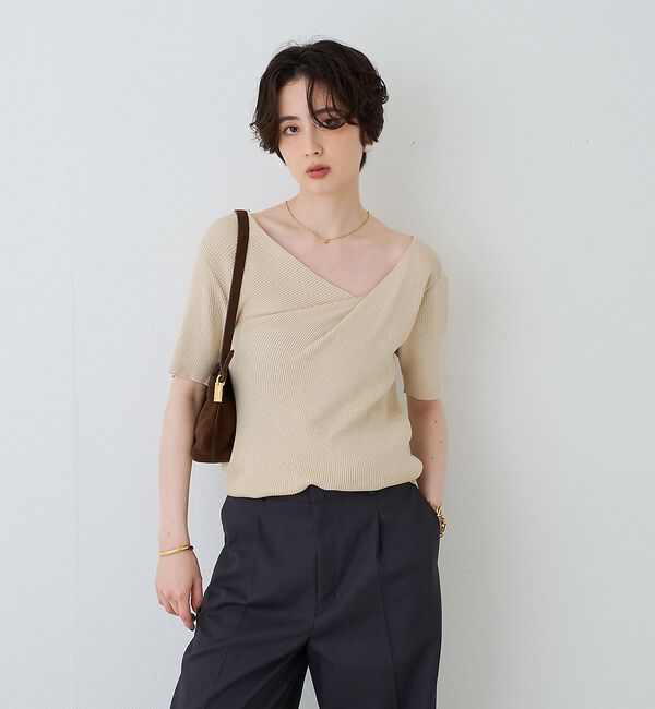 Rouge vif「【一部店舗 / WEB限定】ハーフスリーブドレープリブニット【予約】」|ニット・セーター|