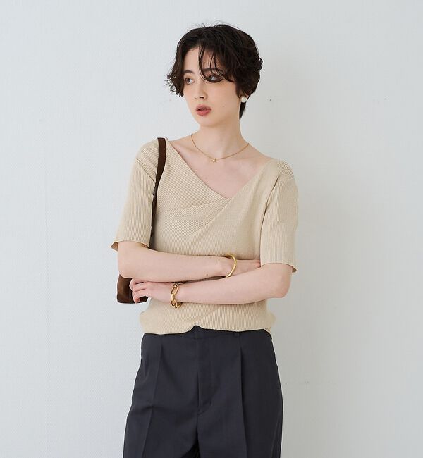 Rouge vif「【一部店舗 / WEB限定】ハーフスリーブドレープリブニット【予約】」|ニット・セーター|