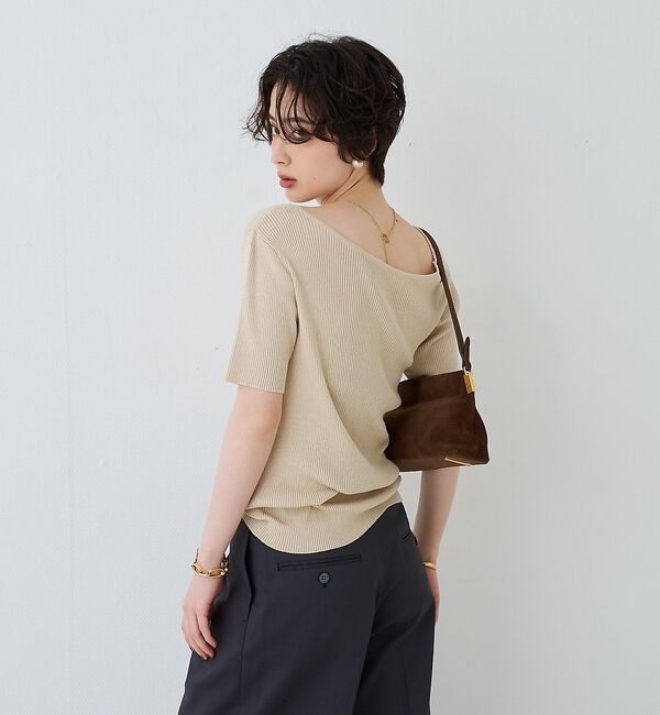 Rouge vif「【一部店舗 / WEB限定】ハーフスリーブドレープリブニット【予約】」|ニット・セーター|