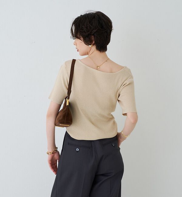 Rouge vif「【一部店舗 / WEB限定】ハーフスリーブドレープリブニット【予約】」|ニット・セーター|