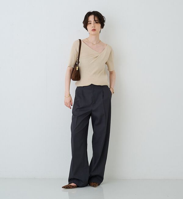 Rouge vif「【一部店舗 / WEB限定】ハーフスリーブドレープリブニット【予約】」|ニット・セーター|