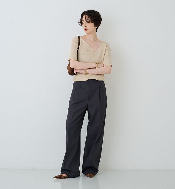 Rouge vif「【一部店舗 / WEB限定】ハーフスリーブドレープリブニット【予約】」|ニット・セーター|