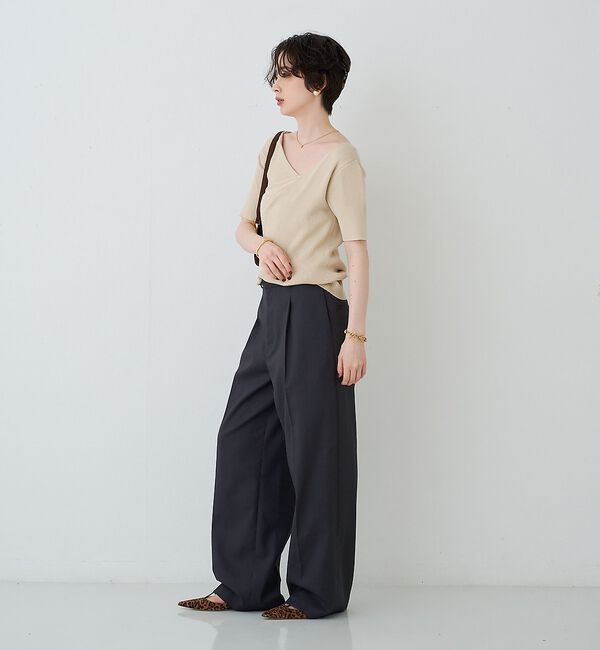 Rouge vif「【一部店舗 / WEB限定】ハーフスリーブドレープリブニット【予約】」|ニット・セーター|