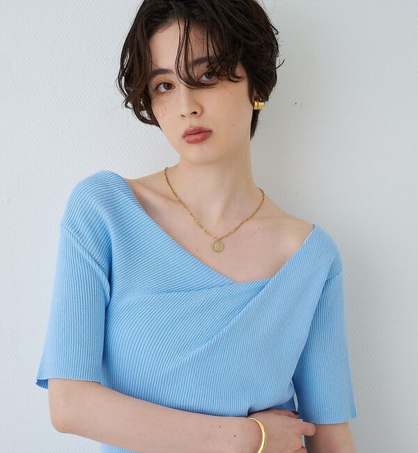Rouge vif「【一部店舗 / WEB限定】ハーフスリーブドレープリブニット【予約】」|ニット・セーター|