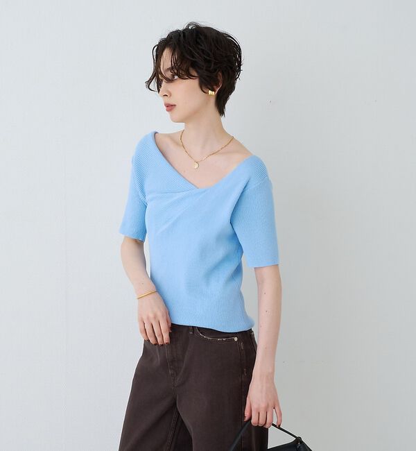Rouge vif「【一部店舗 / WEB限定】ハーフスリーブドレープリブニット【予約】」|ニット・セーター|