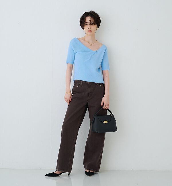 Rouge vif「【一部店舗 / WEB限定】ハーフスリーブドレープリブニット【予約】」|ニット・セーター|