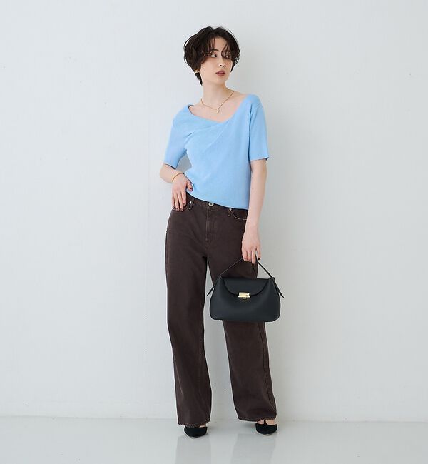 Rouge vif「【一部店舗 / WEB限定】ハーフスリーブドレープリブニット【予約】」|ニット・セーター|