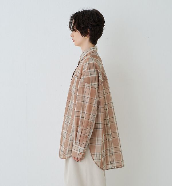 Rouge vif「P/R強撚シアーチェック2WAYシャツ/カシュクールシャツ」|シャツ・ブラウス|