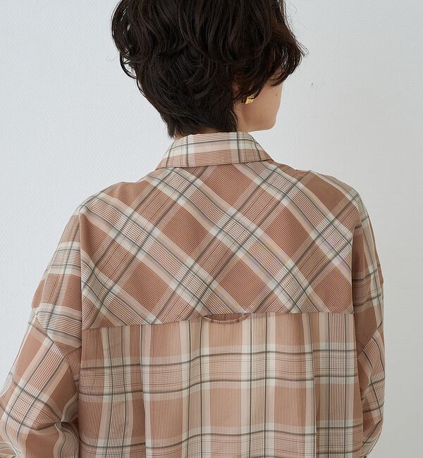 Rouge vif「P/R強撚シアーチェック2WAYシャツ/カシュクールシャツ」|シャツ・ブラウス|