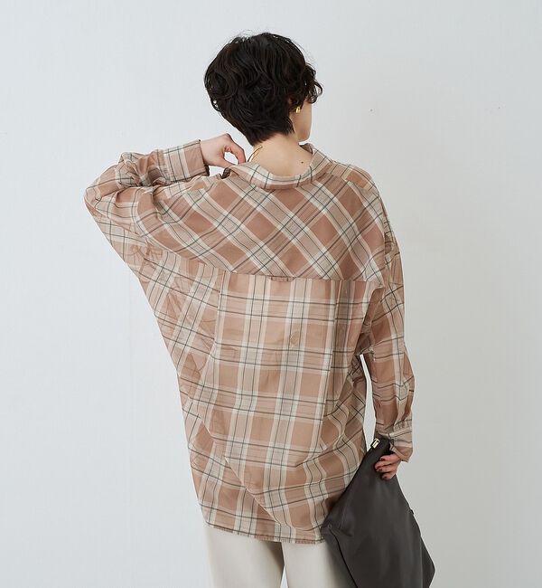 Rouge vif「P/R強撚シアーチェック2WAYシャツ/カシュクールシャツ」|シャツ・ブラウス|