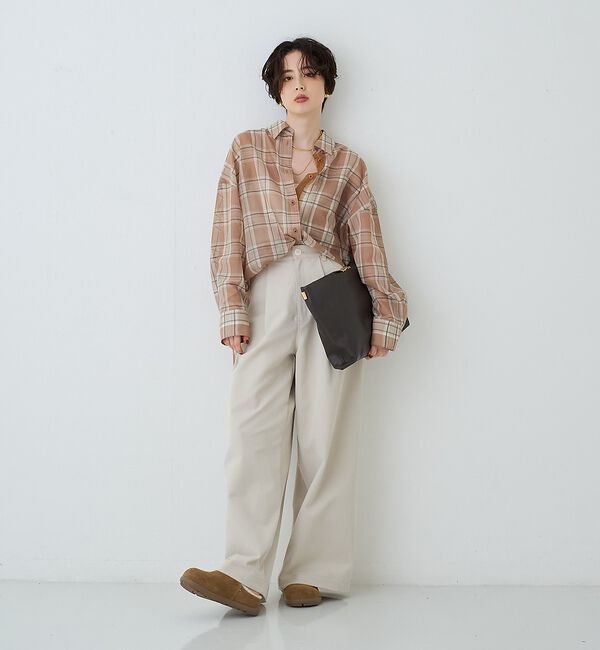 Rouge vif「P/R強撚シアーチェック2WAYシャツ/カシュクールシャツ」|シャツ・ブラウス|