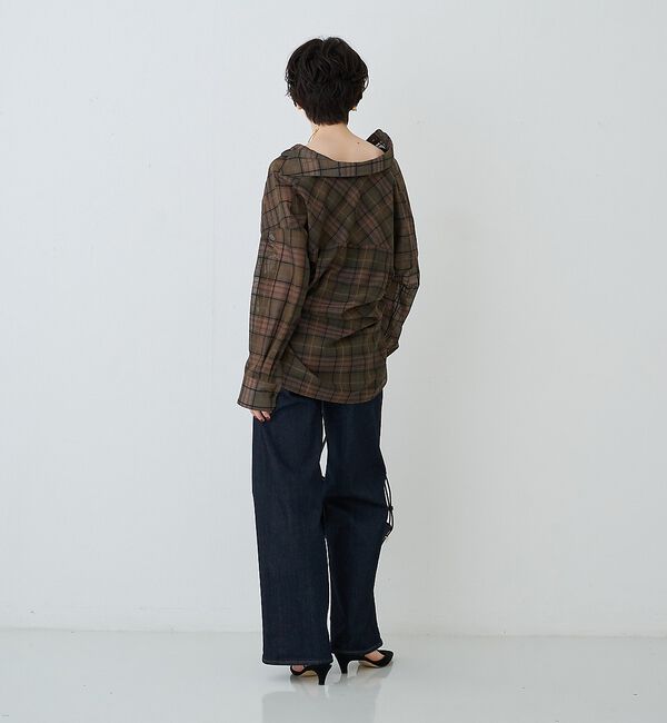 Rouge vif「P/R強撚シアーチェック2WAYシャツ/カシュクールシャツ」|シャツ・ブラウス|