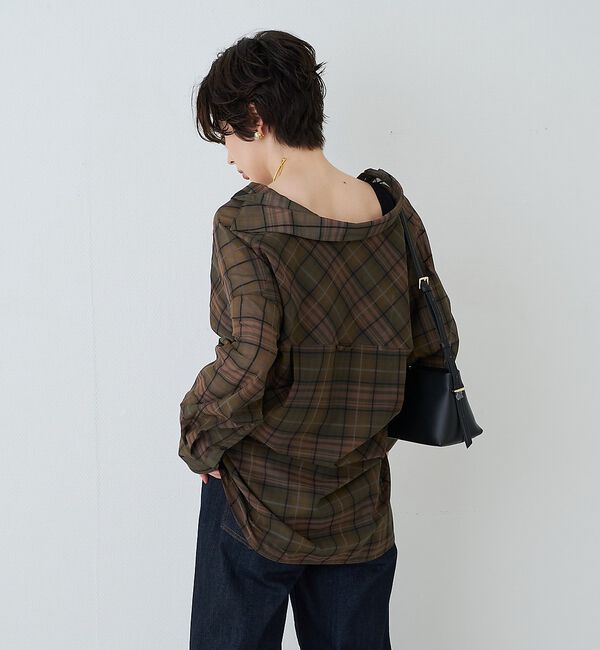 Rouge vif「P/R強撚シアーチェック2WAYシャツ/カシュクールシャツ」|シャツ・ブラウス|