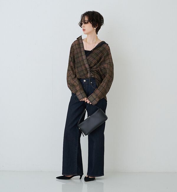 Rouge vif「P/R強撚シアーチェック2WAYシャツ/カシュクールシャツ」|シャツ・ブラウス|