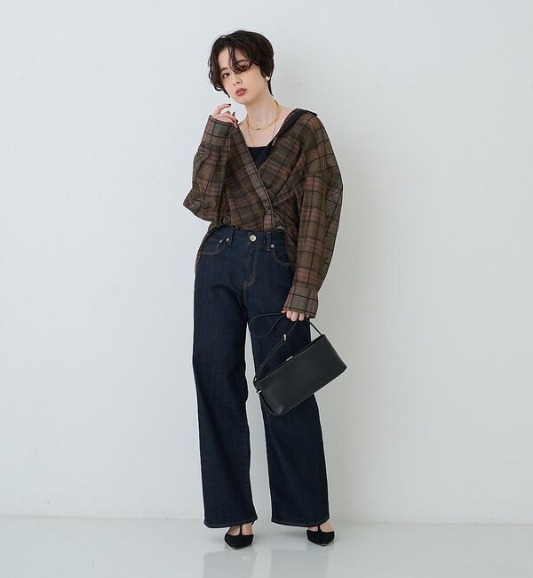 Rouge vif「P/R強撚シアーチェック2WAYシャツ/カシュクールシャツ」|シャツ・ブラウス|
