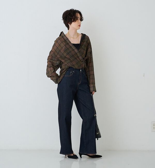 Rouge vif「P/R強撚シアーチェック2WAYシャツ/カシュクールシャツ」|シャツ・ブラウス|