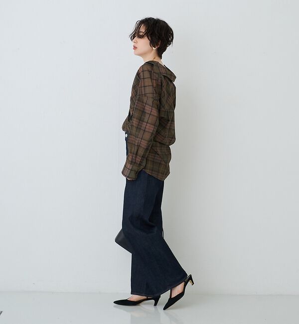 Rouge vif「P/R強撚シアーチェック2WAYシャツ/カシュクールシャツ」|シャツ・ブラウス|