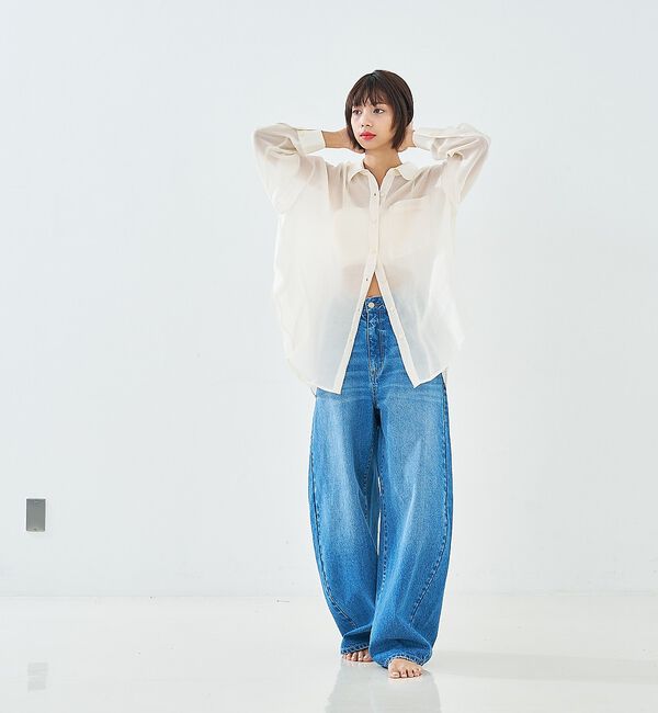 abahouse mavie「ウォッシュドバレルデニムパンツ【予約】」|デニム|