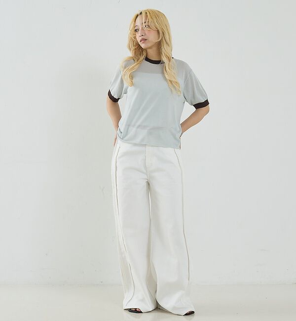 NOMINE「サイドライン ワイド デニムパンツ」|デニム|