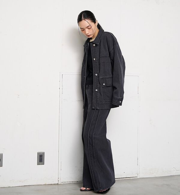 NOMINE「サイドライン ワイド デニムパンツ」|デニム|