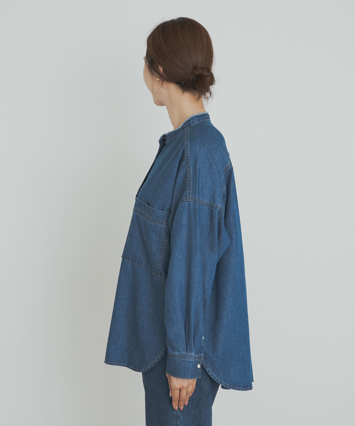 URBAN RESEARCH DOORS「デニムバンドカラーシャツ」|シャツ・ブラウス|