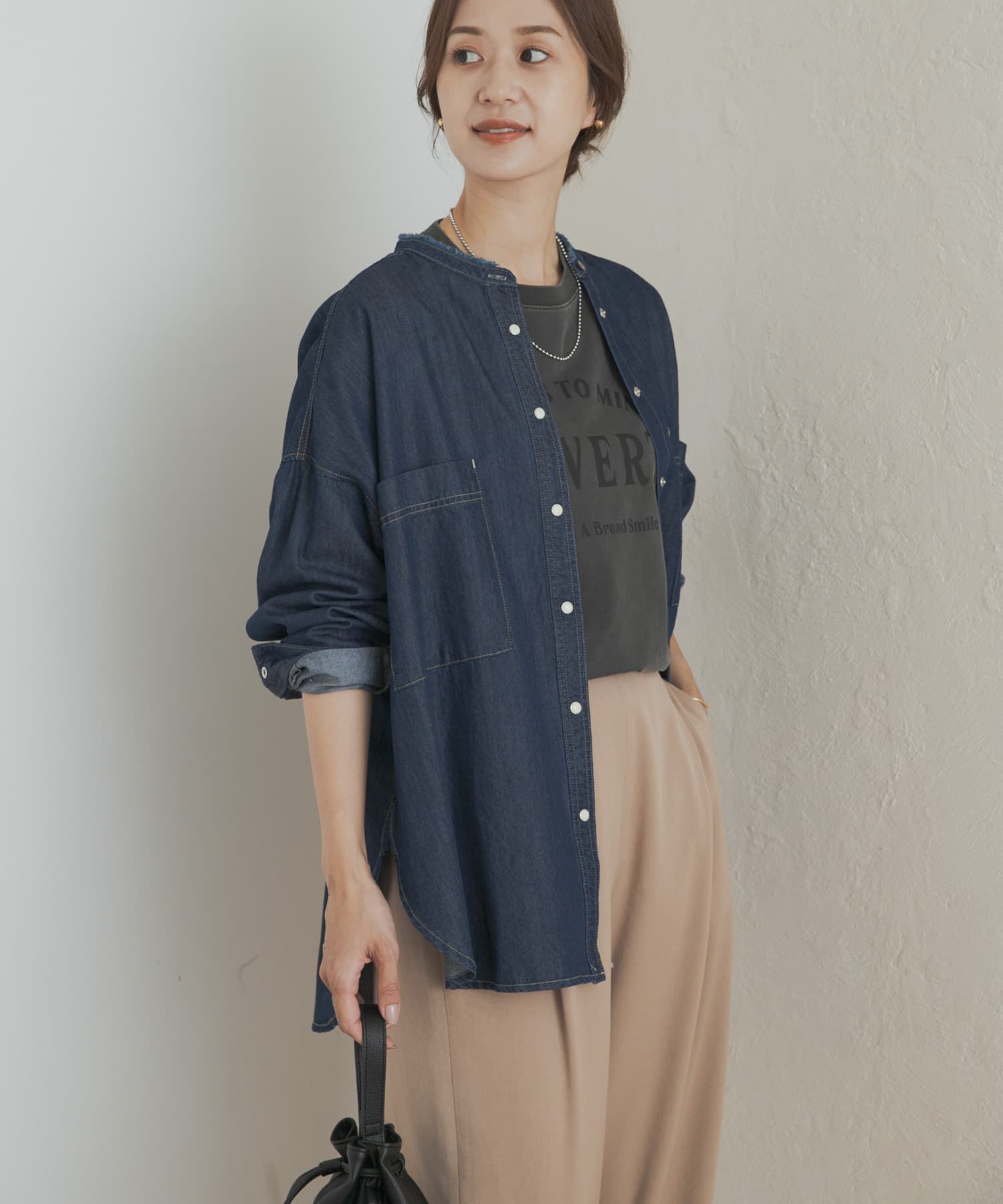 URBAN RESEARCH DOORS「デニムバンドカラーシャツ」|シャツ・ブラウス|