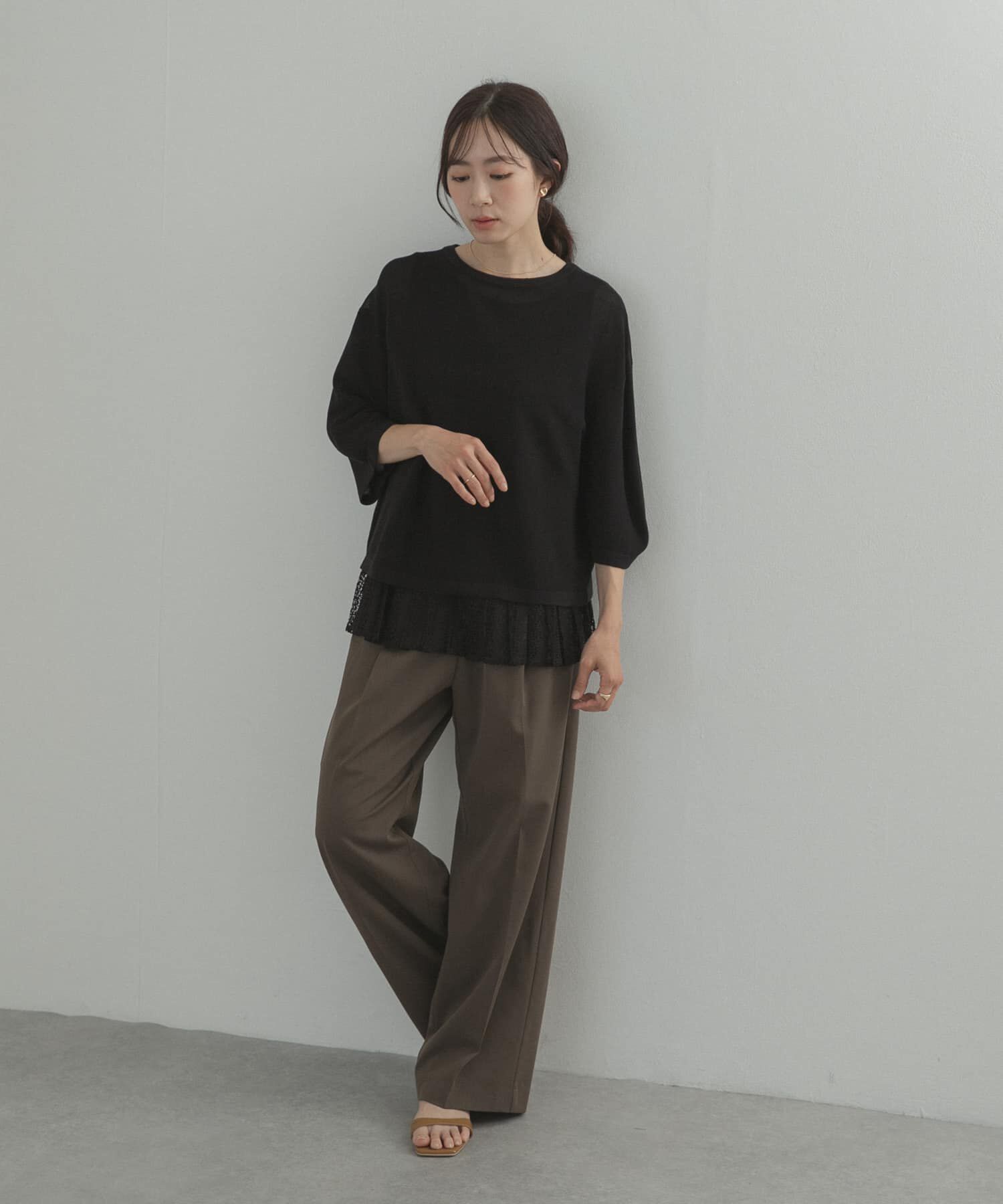 URBAN RESEARCH DOORS「レースインナーSETニット」|ニット・セーター|