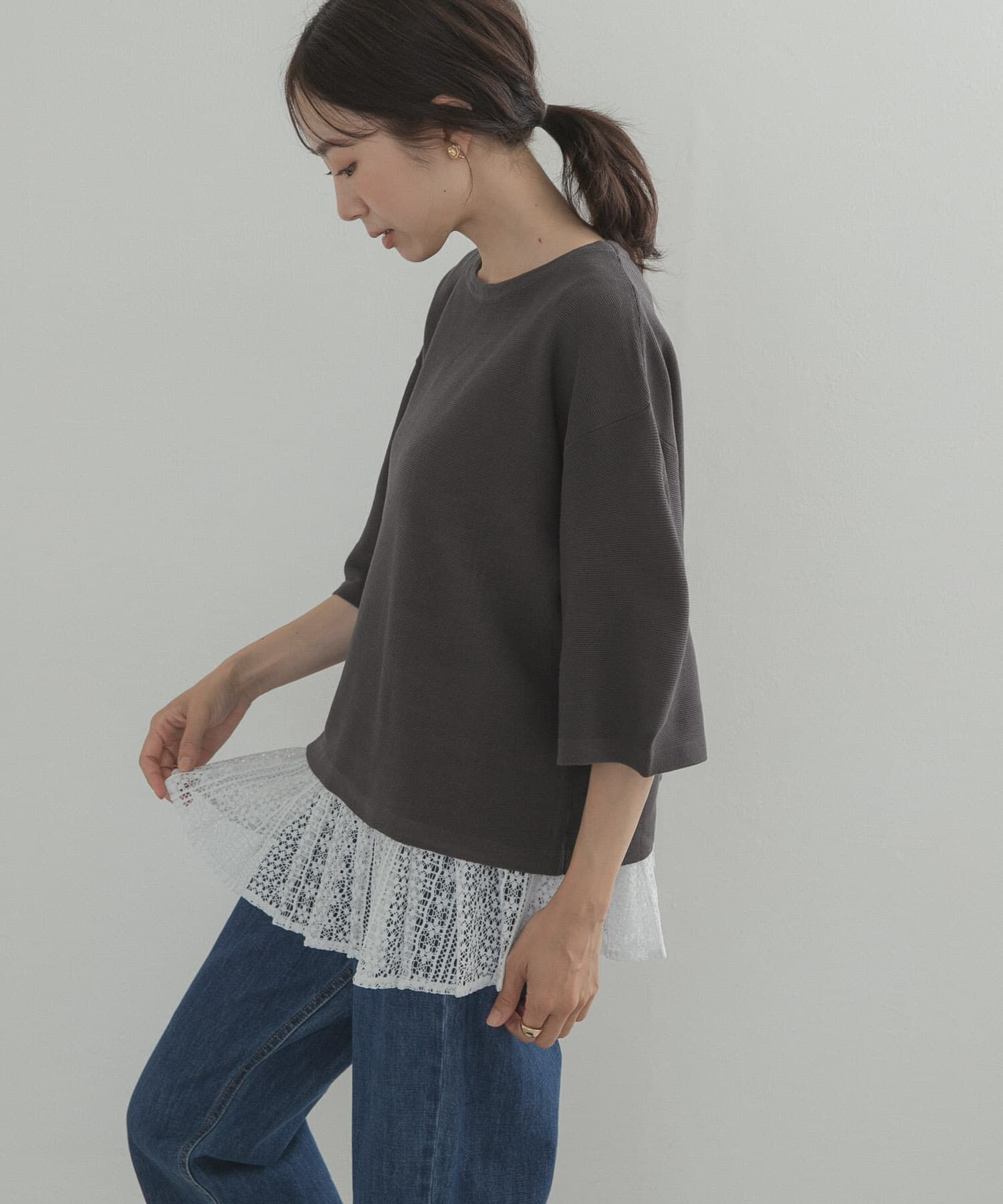 URBAN RESEARCH DOORS「レースインナーSETニット」|ニット・セーター|