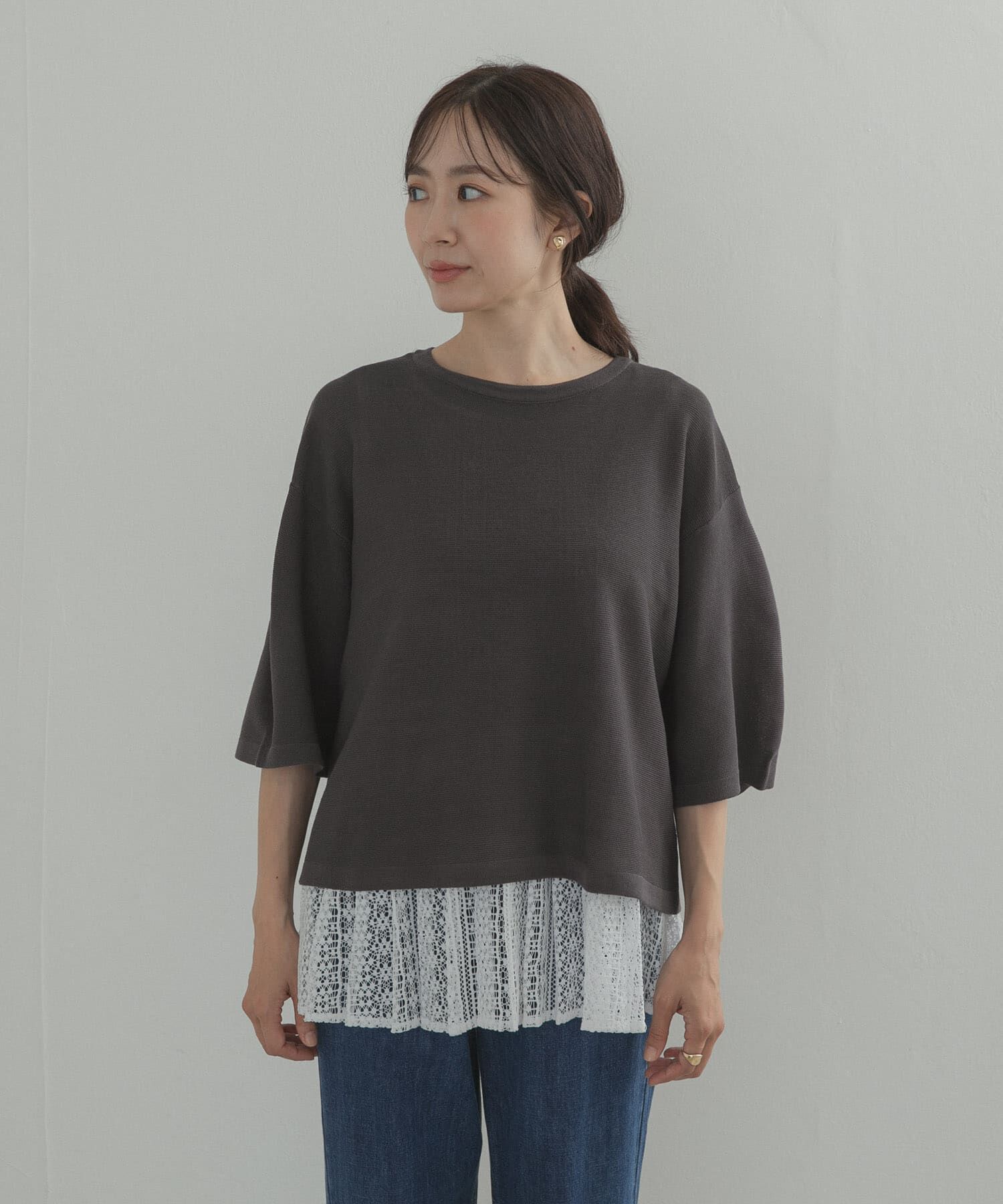 URBAN RESEARCH DOORS「レースインナーSETニット」|ニット・セーター|