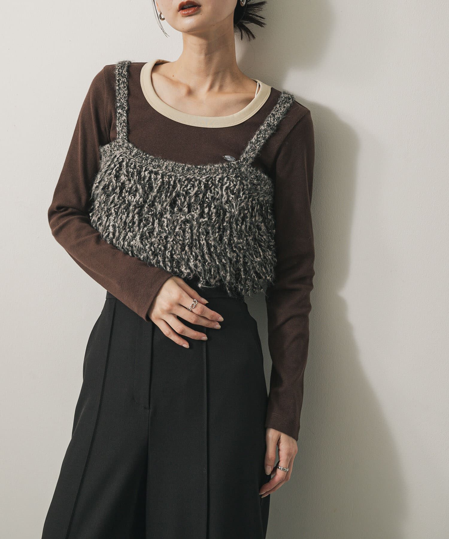 SENSE OF PLACE by URBAN RESEARCH「ラウンドネックリブTシャツ」|Tシャツ・カットソー|ブラウン