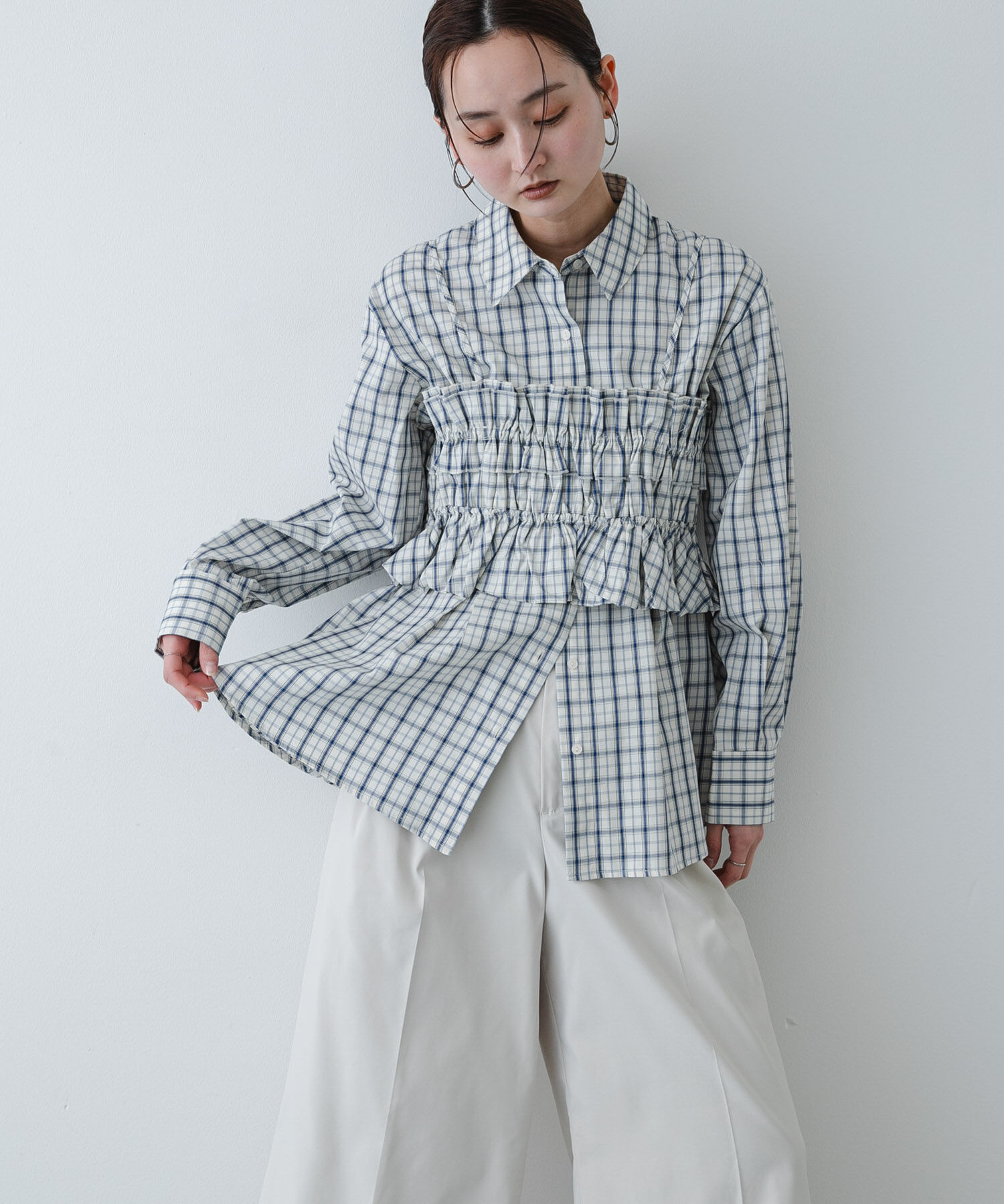 SENSE OF PLACE by URBAN RESEARCH「シャーリングビスチェセットシャツ」|Tシャツ・カットソー|ホワイト系その他