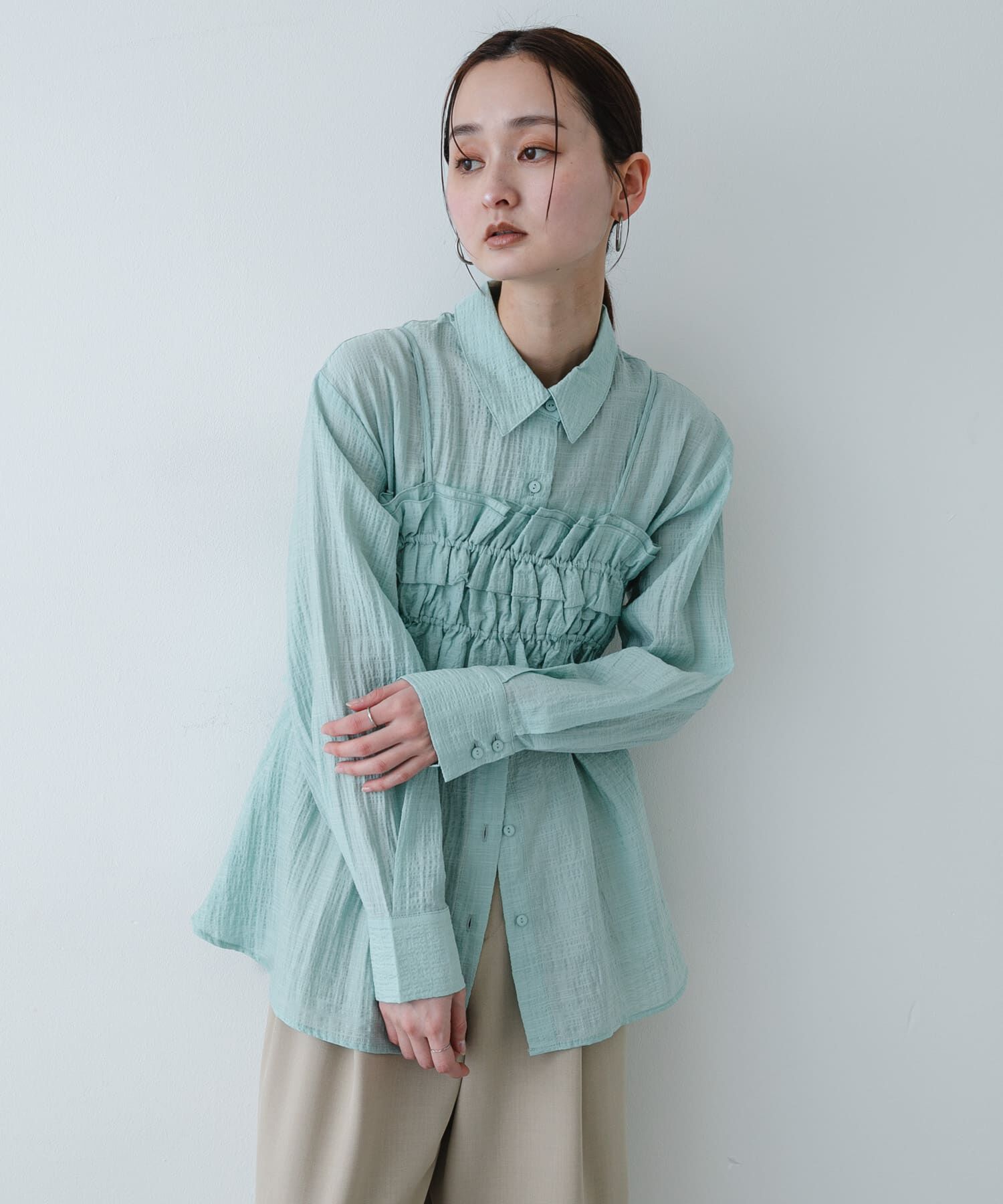 SENSE OF PLACE by URBAN RESEARCH「シャーリングビスチェセットシャツ」|Tシャツ・カットソー|