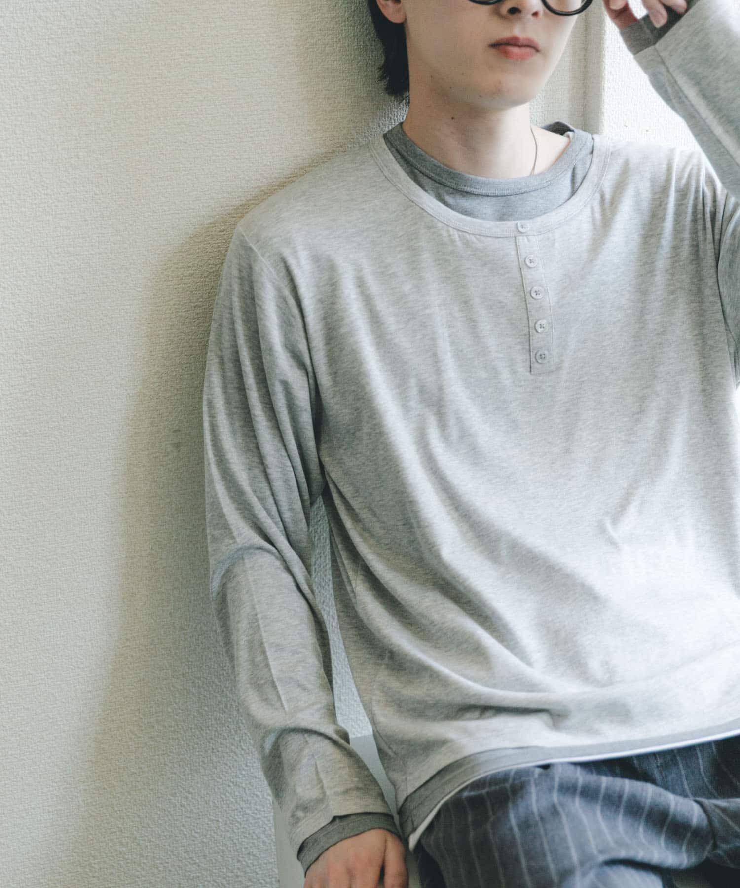 SENSE OF PLACE by URBAN RESEARCH「フェイクレイヤードロングTシャツ」|Tシャツ・カットソー|ライトグレー
