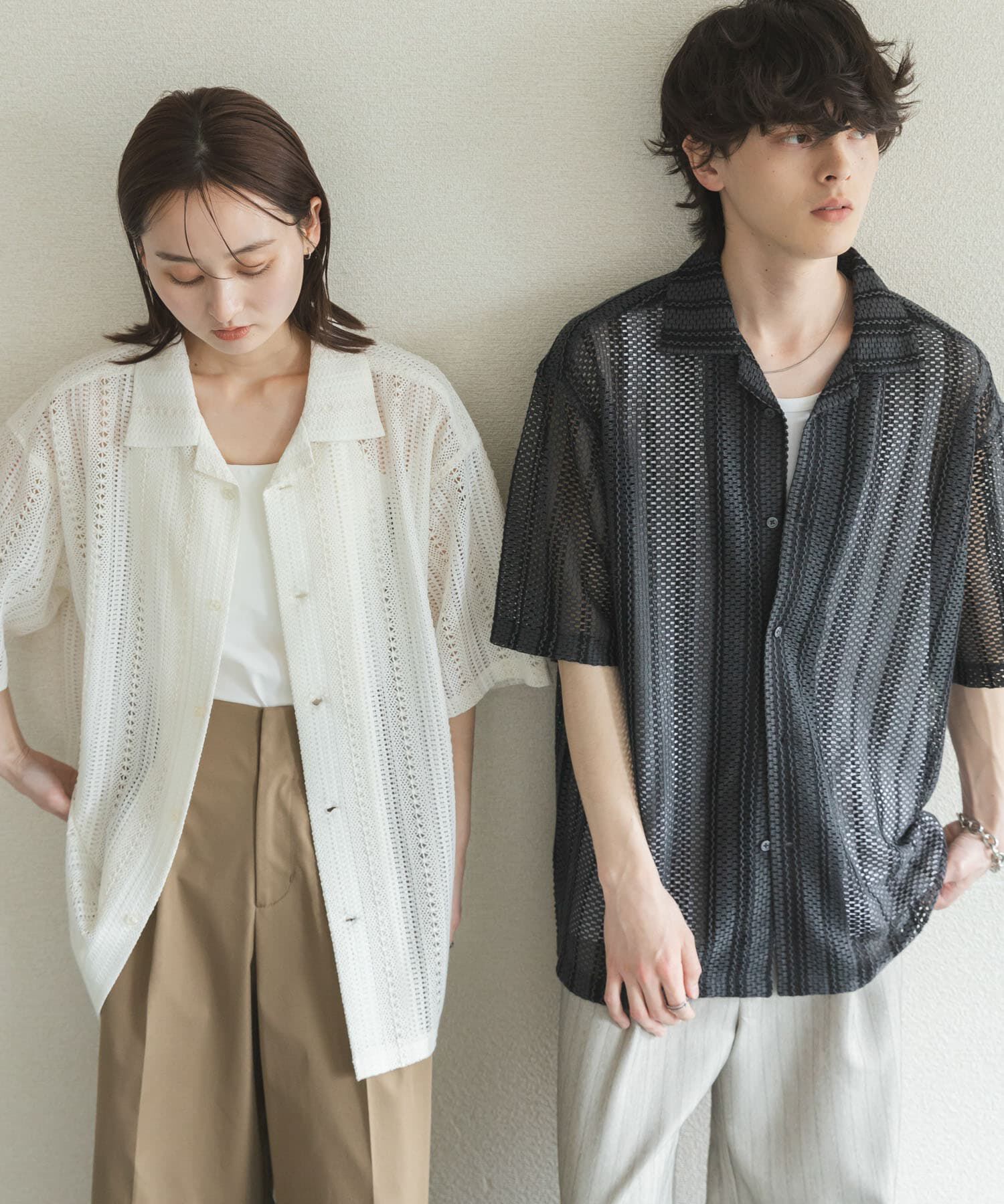 SENSE OF PLACE by URBAN RESEARCH「『ユニセックス』アソートレースオープンカラーショートスリーブシャツ」|シャツ・ブラウス|