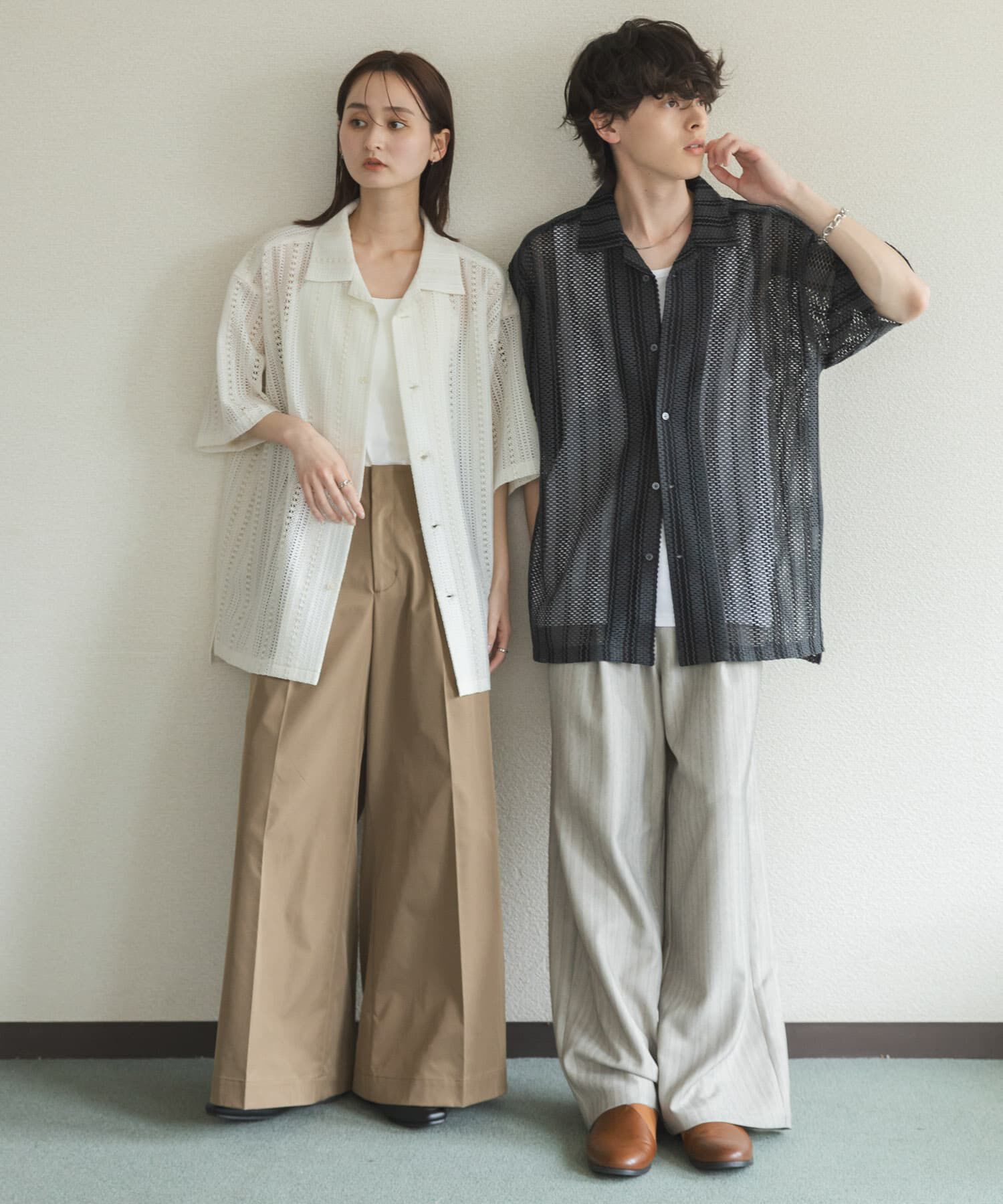 SENSE OF PLACE by URBAN RESEARCH「『ユニセックス』アソートレースオープンカラーショートスリーブシャツ」|シャツ・ブラウス|