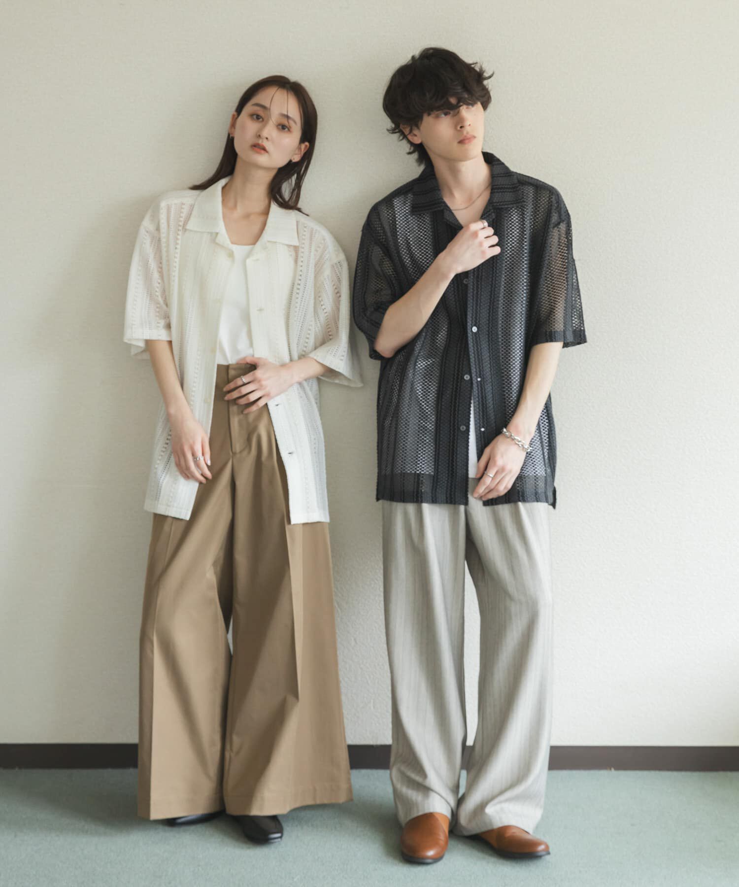 SENSE OF PLACE by URBAN RESEARCH「『ユニセックス』アソートレースオープンカラーショートスリーブシャツ」|シャツ・ブラウス|