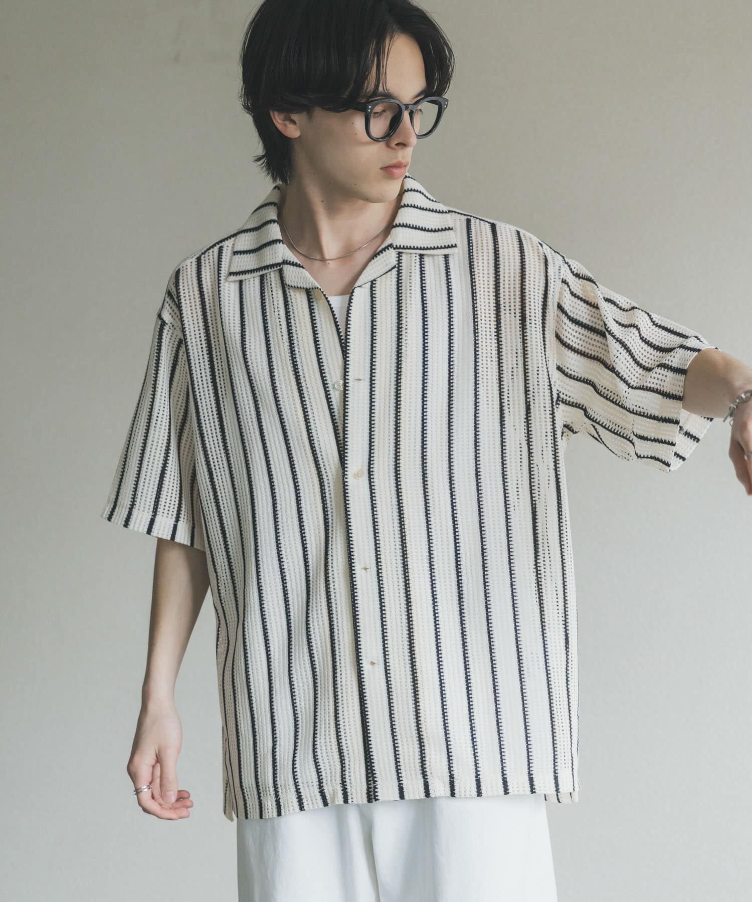 SENSE OF PLACE by URBAN RESEARCH「『ユニセックス』アソートレースオープンカラーショートスリーブシャツ」|シャツ・ブラウス|