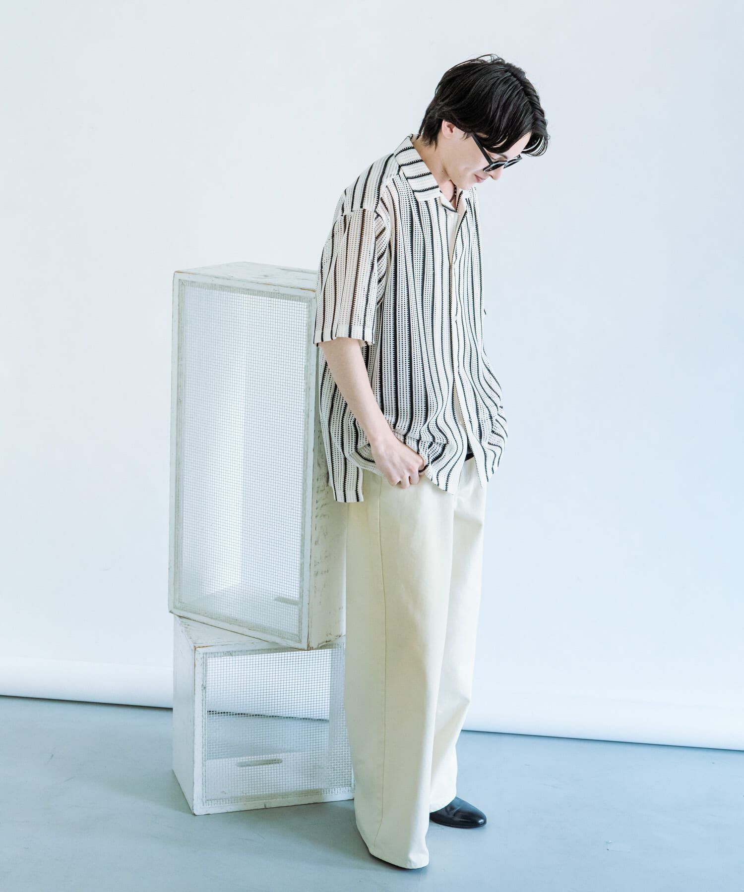 SENSE OF PLACE by URBAN RESEARCH「『ユニセックス』アソートレースオープンカラーショートスリーブシャツ」|シャツ・ブラウス|