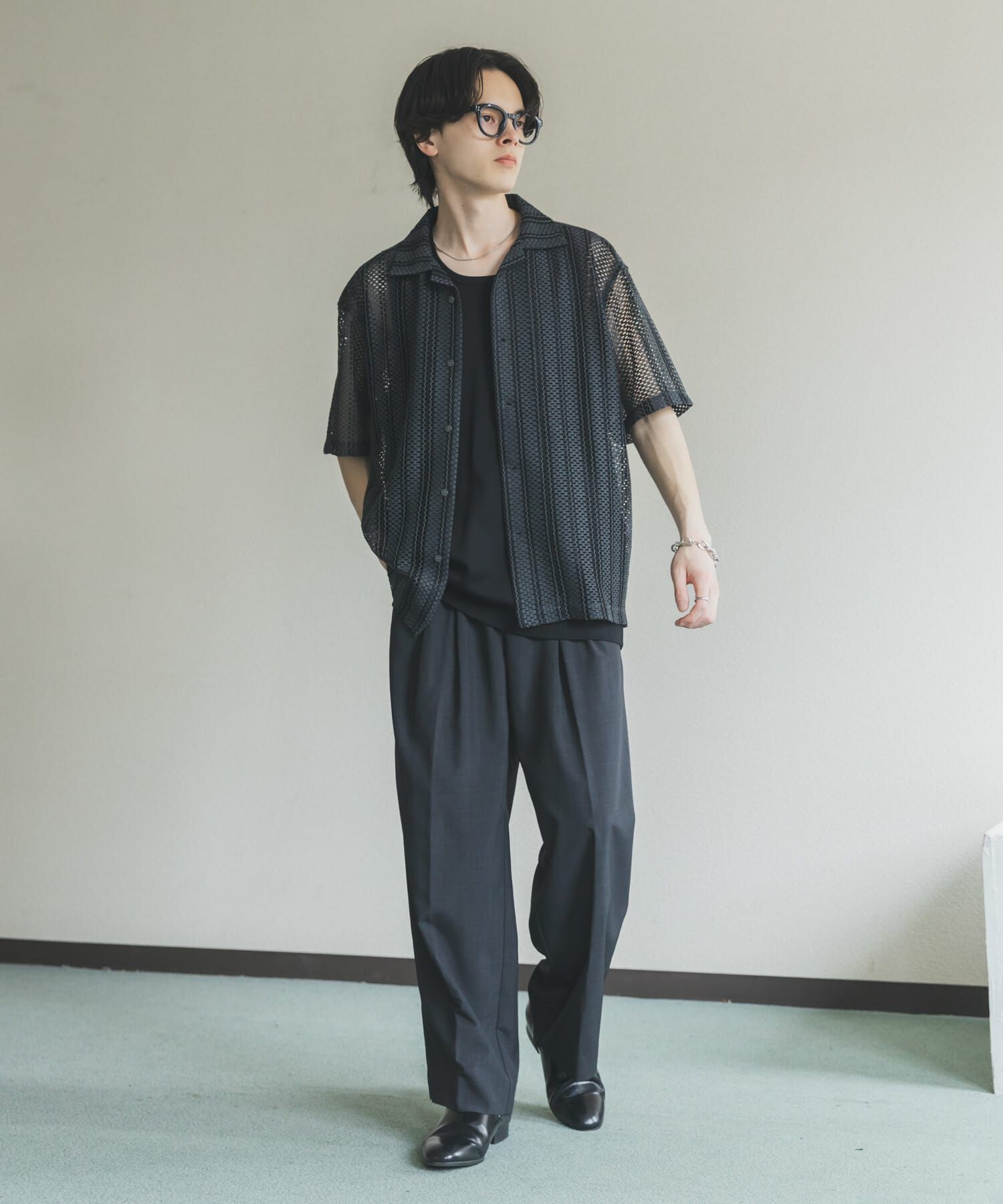 SENSE OF PLACE by URBAN RESEARCH「『ユニセックス』アソートレースオープンカラーショートスリーブシャツ」|シャツ・ブラウス|