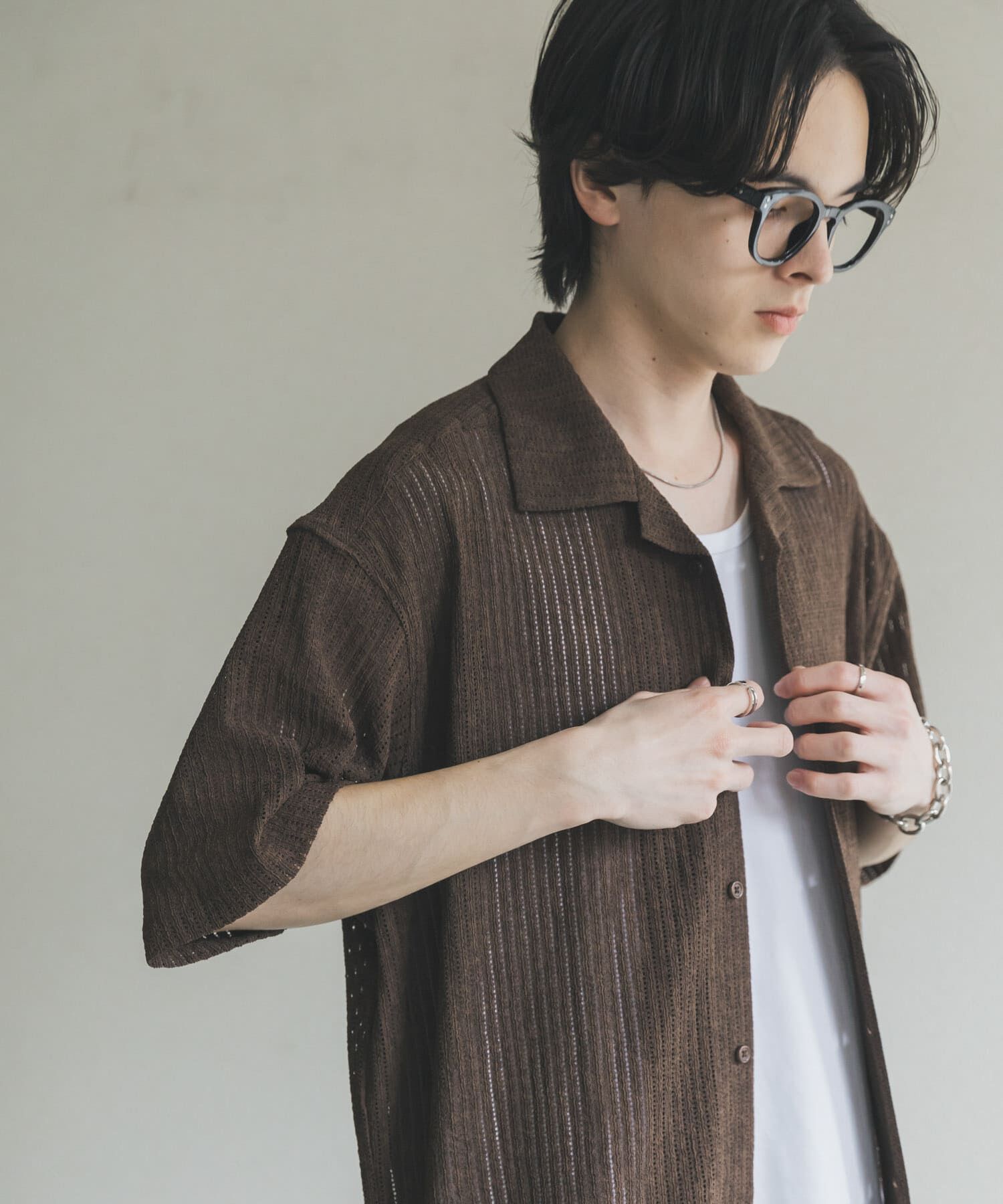 SENSE OF PLACE by URBAN RESEARCH「『ユニセックス』アソートレースオープンカラーショートスリーブシャツ」|シャツ・ブラウス|