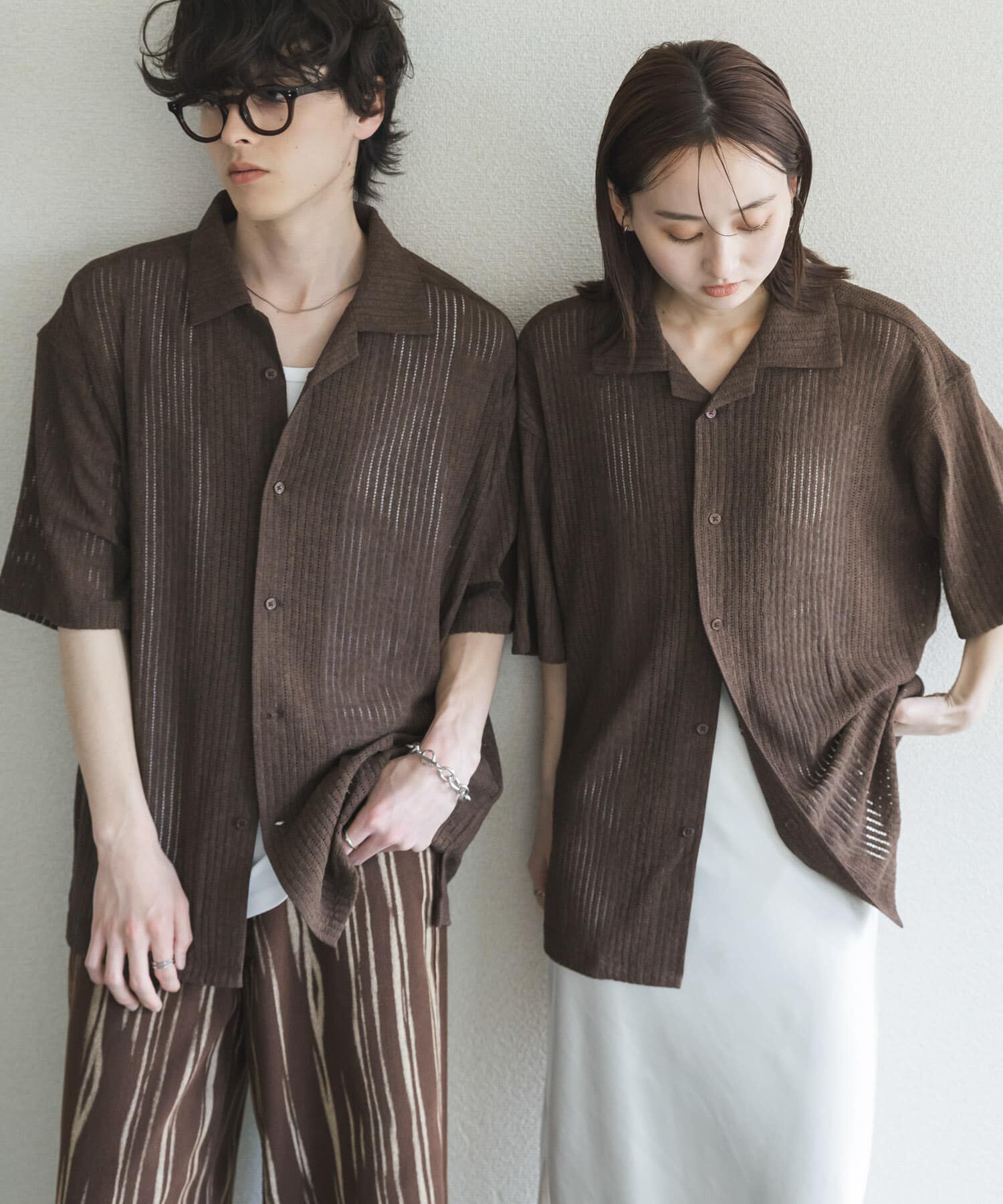 SENSE OF PLACE by URBAN RESEARCH「『ユニセックス』アソートレースオープンカラーショートスリーブシャツ」|シャツ・ブラウス|
