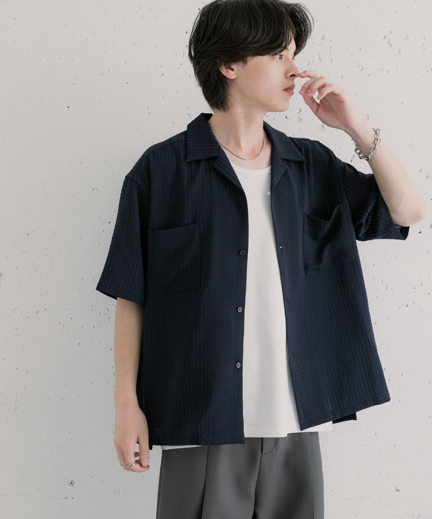 SENSE OF PLACE by URBAN RESEARCH「シアサッカーオープンカラーシャツ」|シャツ・ブラウス|